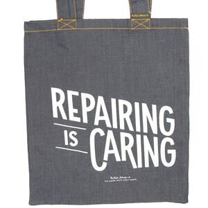 Nudie Jeans Blue Repairing Is Caring Organic Denim Tote Bag